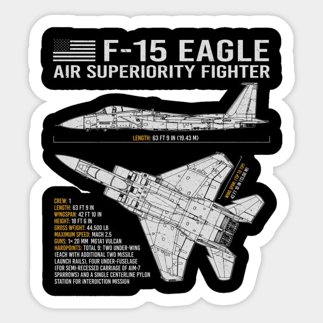 F-15 Eagle Blueprint Sticker by BeesTeez